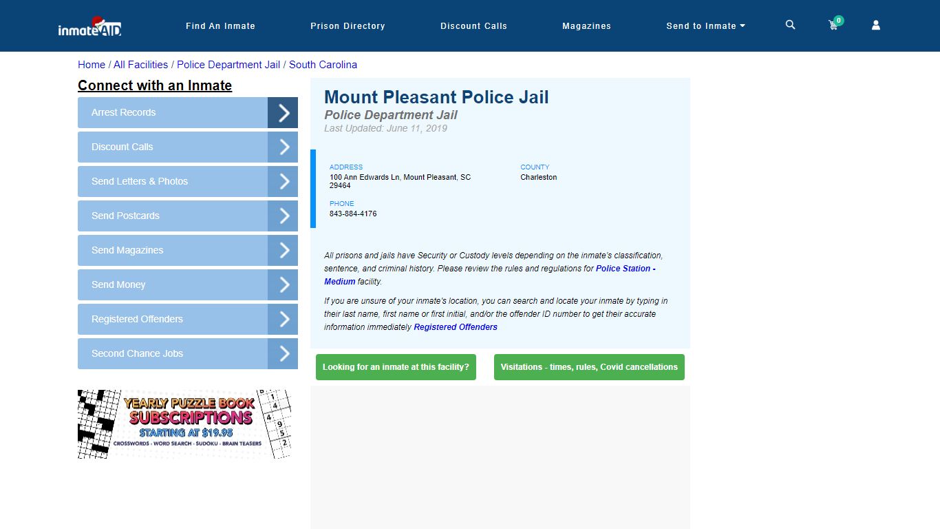 Mount Pleasant Police Jail & Inmate Search - Mount Pleasant, SC