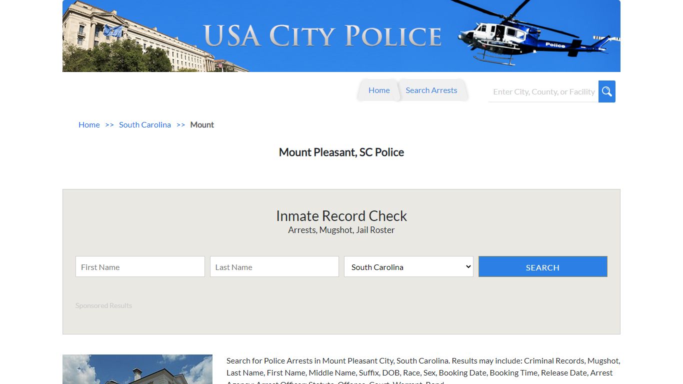 Mount Pleasant, SC Police | Jail Records