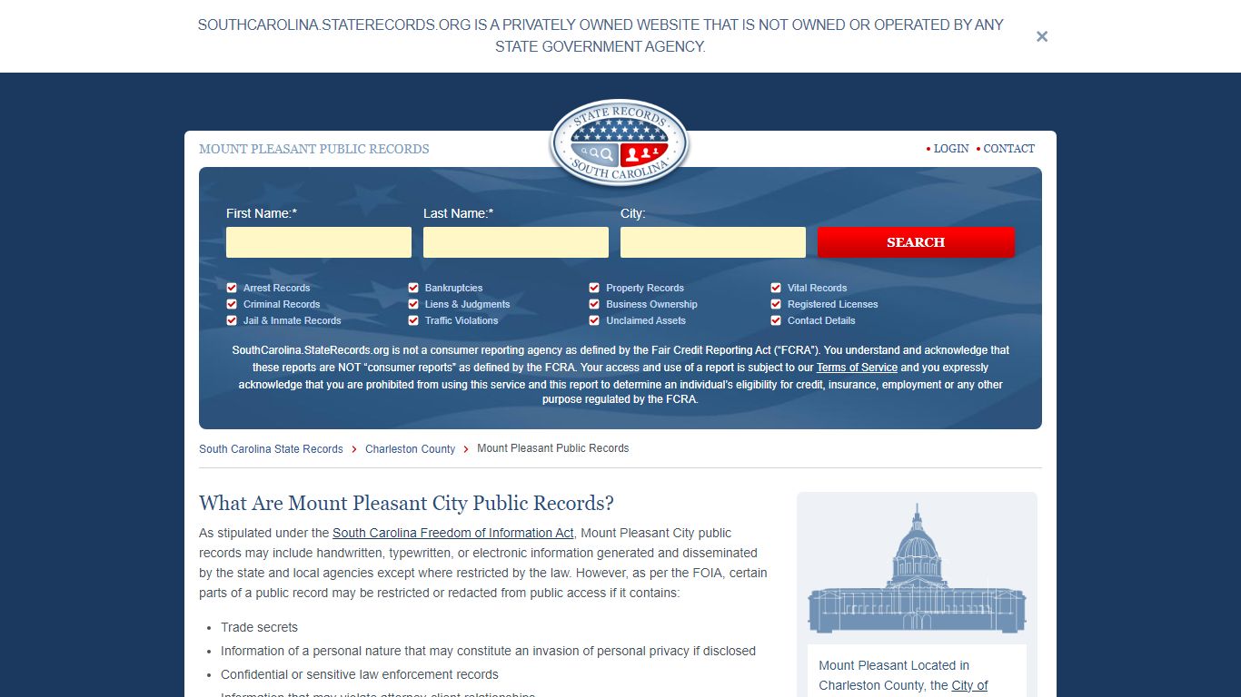 Mount Pleasant Arrest and Public Records - StateRecords.org